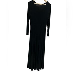Double D Ranch Black Slinky Witchy Goth Acetate Long Sleeve Maxi Dress - M